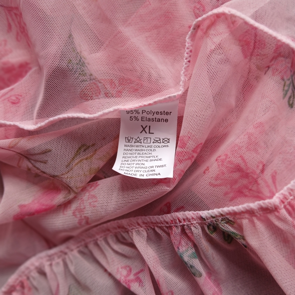 Pink Sheer Chemise with Ruffled Hem - Picture 2 of 4